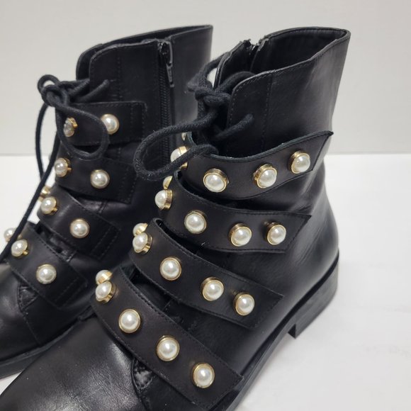 Bloggers Fav Zara Pearl Moto Biker Boots - Picture 12 of 15